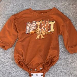 Etsy Mini Orange Baby Fall Pumpkin Long sleeve Onesie 6-12 months